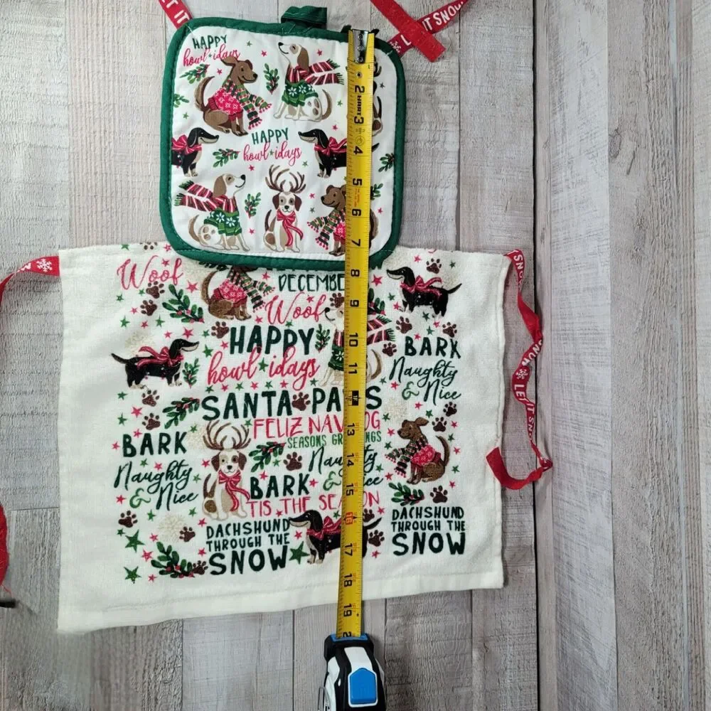 Child Holiday Christmas Apron Santa Paws Baking Hand Made